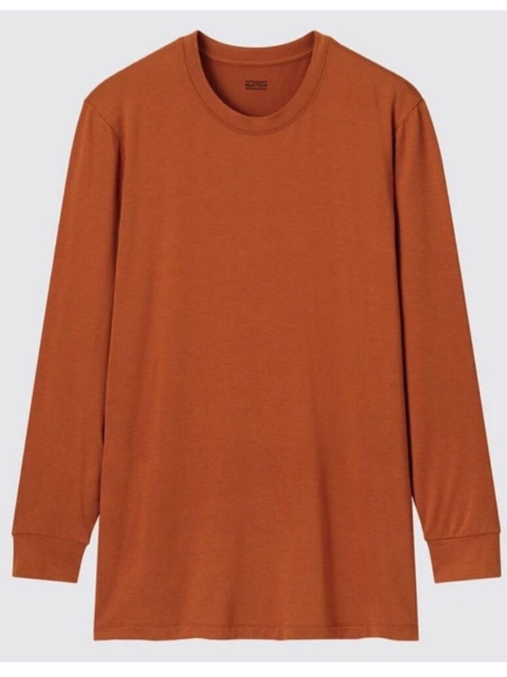 Uniqlo Two Long-Sleeve Heattech Crewneck Shirts - Rust Orange & Slate Blue XS - Picture 5 of 5